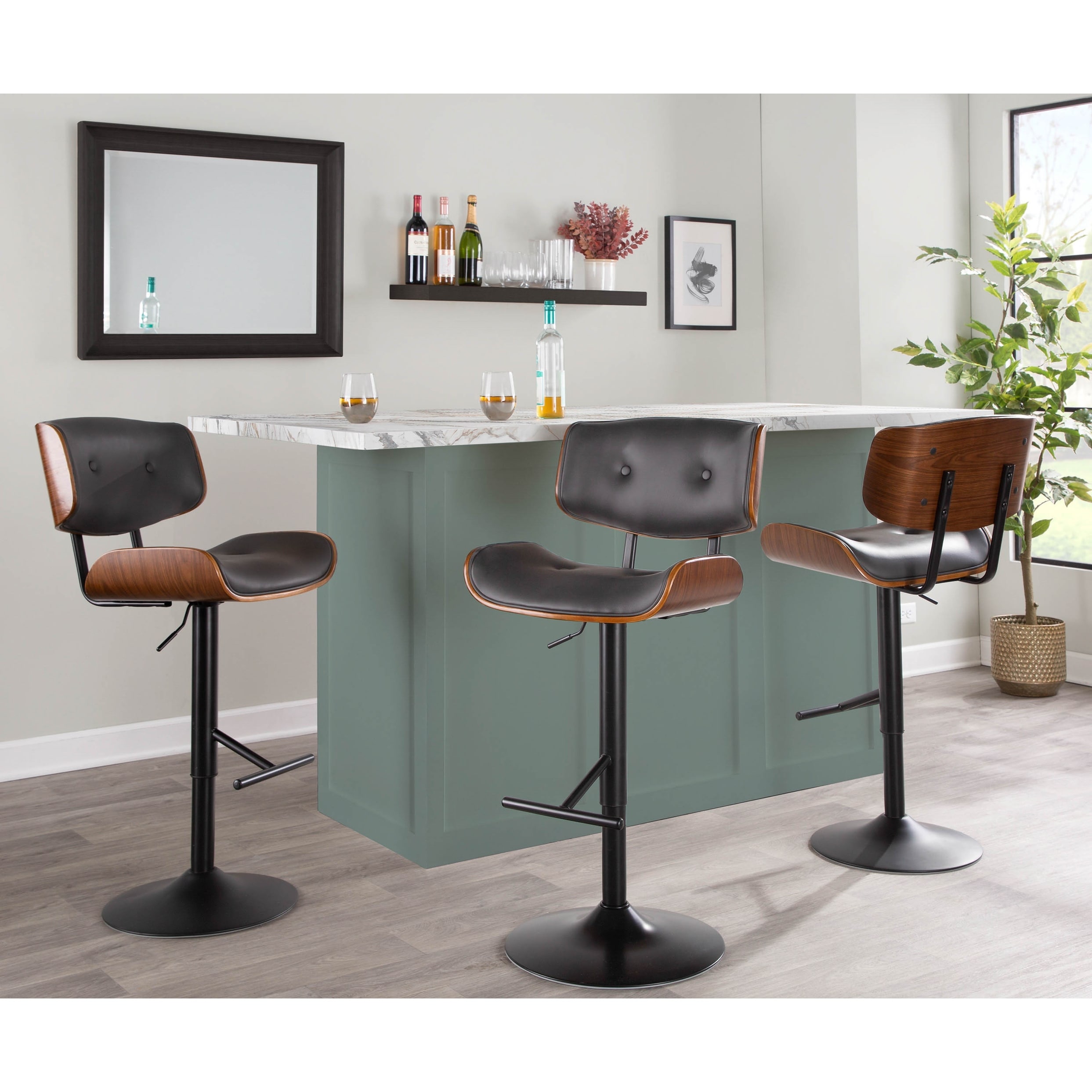 Carson Carrington Leksand Adjustable Bar Stool with Straight T Footrest (Set of 3)