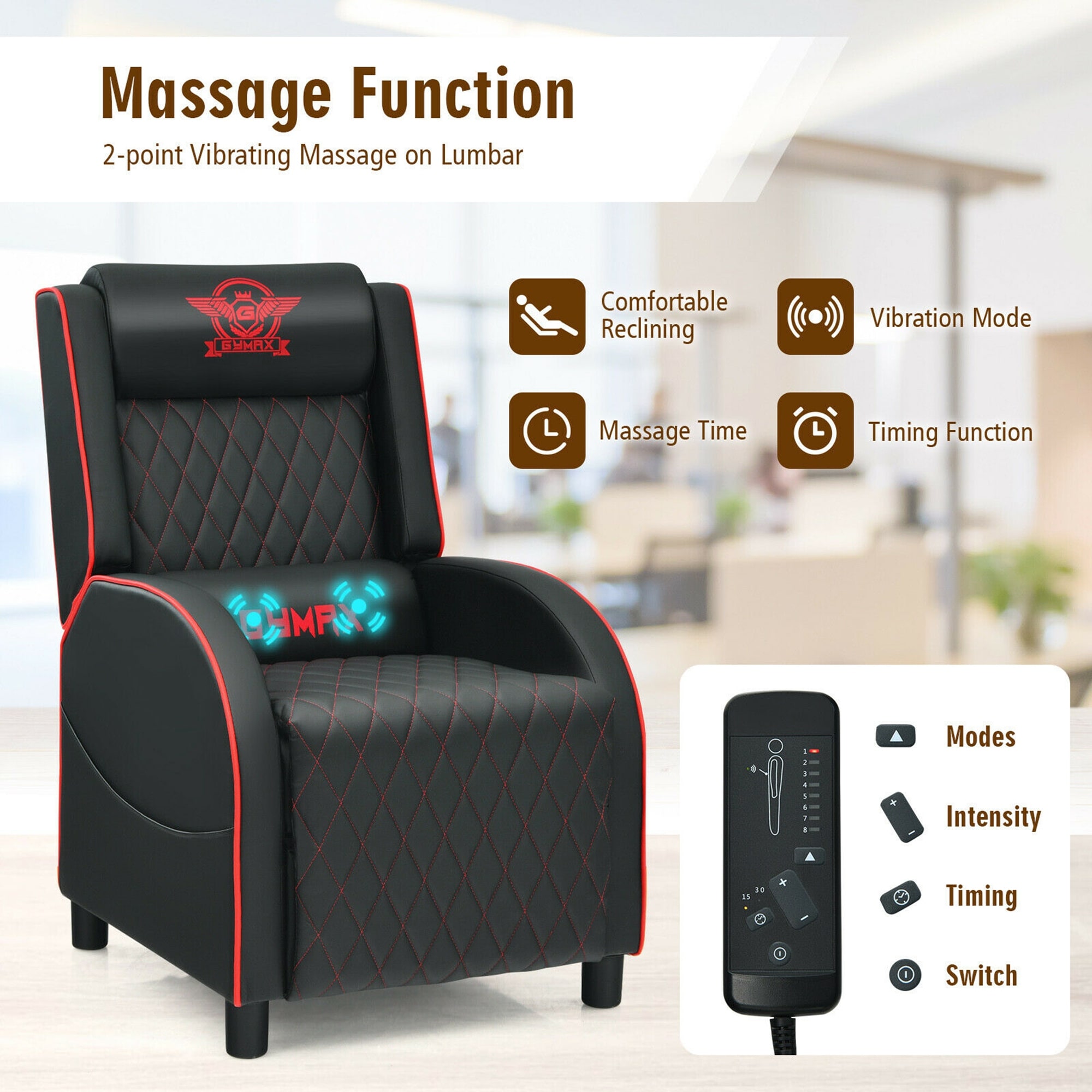 Gymax massage gaming recliner chair deals