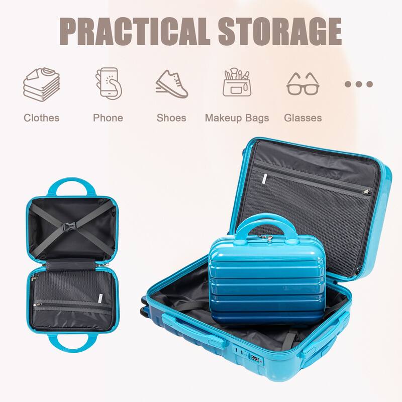 14In 20In 2 pcs in PC Spinner Wheel Luggage, Carry on Suitcase, With Gradient Color and Combination Lock
