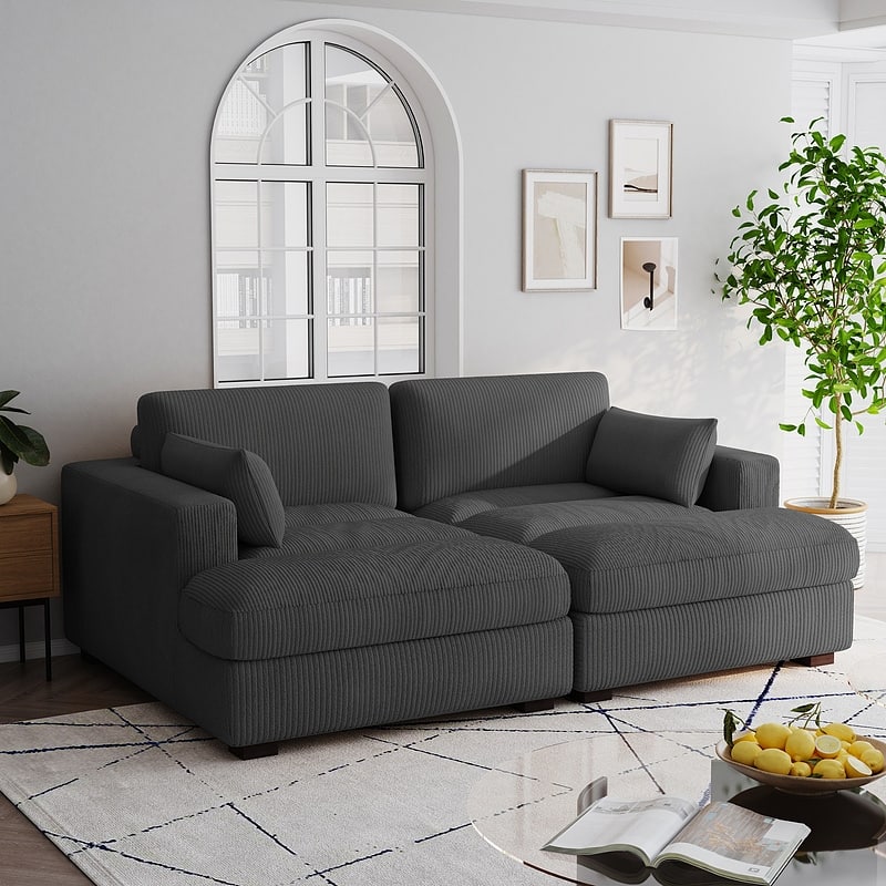 Navaeh Corduroy Modular Sectional Sofa Large Couch Sleeper Chaise