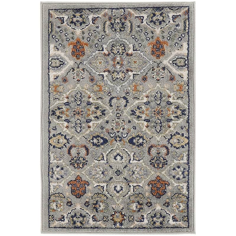 Nourison Allur Contemporary Boho Floral Medallion Area Rug - 3' x 5' - Grey