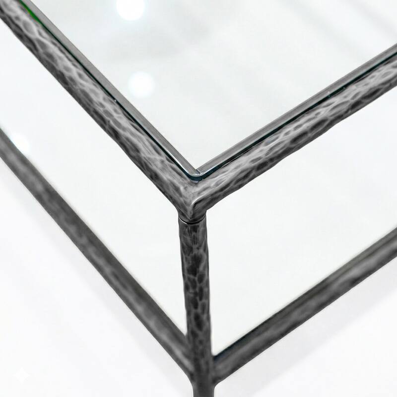 247 Shop At Home Lalia Modern Hammered Metal 2-Piece 1-Shelf End Table Set