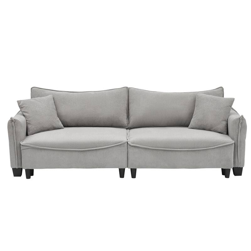 Corduroy Fabric Sofa with 2 Pillows and Legs