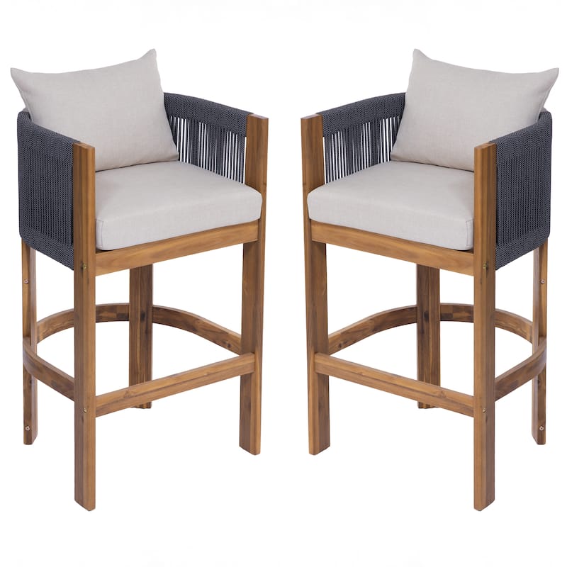 Christopher Knight Home - Martinez Outdoor Acacia Wood Barstools (Set of 2)