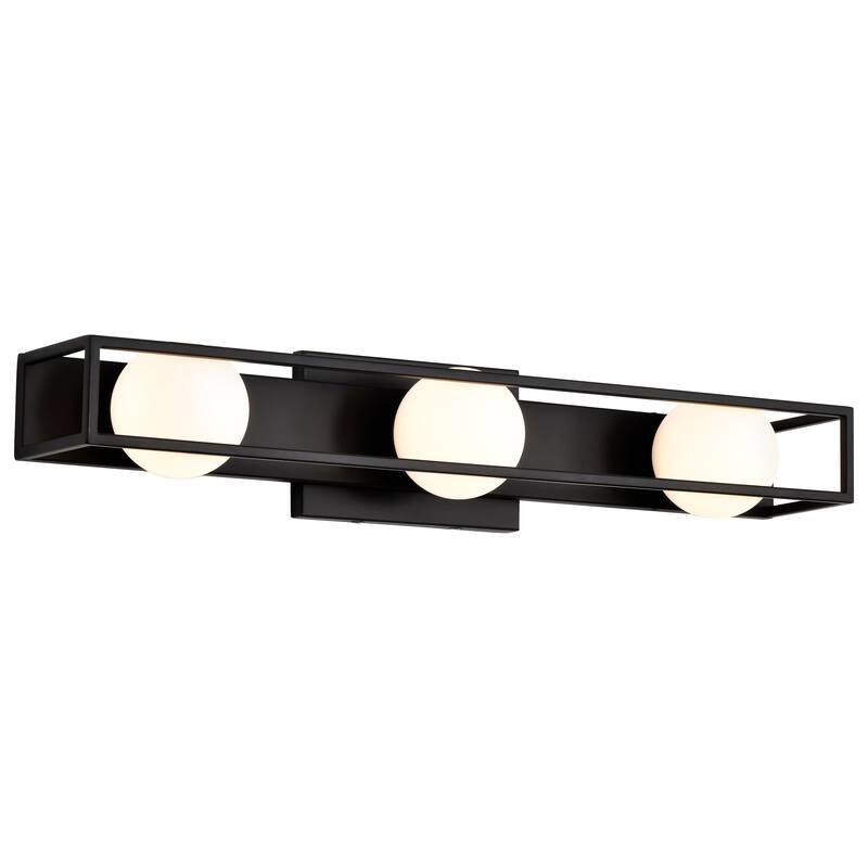 Jenkins 24 Inch 3 Light LED Vanity Matte Black with Frosted Glass
