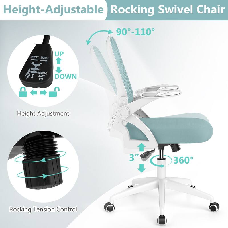 Costway Mesh Office Chair with Lumbar Support & Flip-up Arms Rolling - See Details