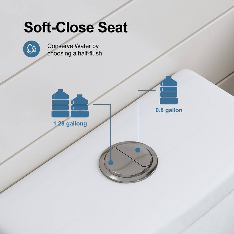 HOROW 1 Piece Dual Flush Elongated Toilet White 0.8 1.28 GPF Seat Included - N/A