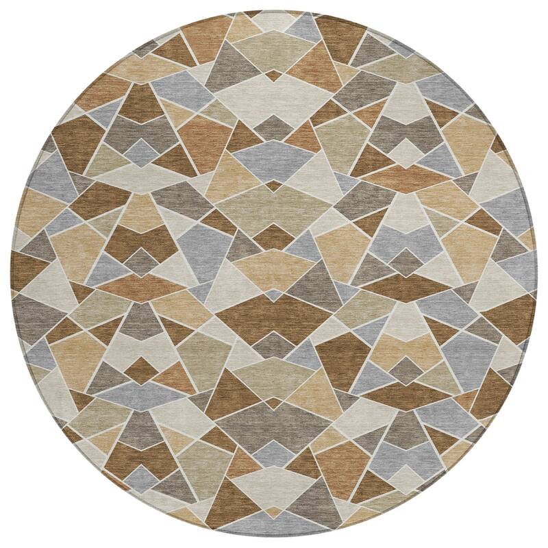 Machine Washable Indoor/ Outdoor Modern Mosaic Chantille Rug