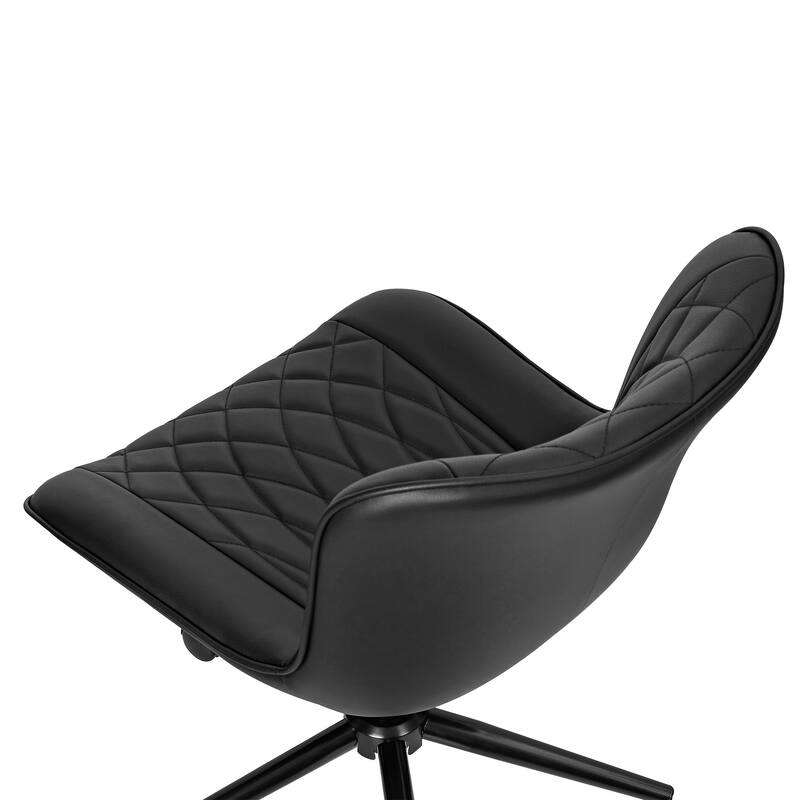 Javlergo Black Armless Office Chair with PU Leather Task Chair with Adjustable Height and Tilt Tension for Home Office Study