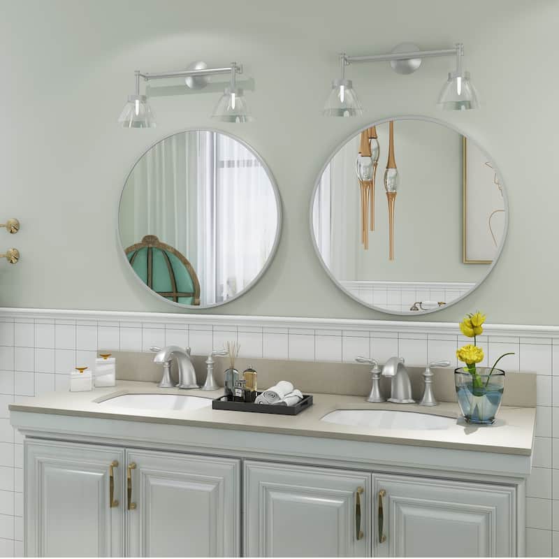 KIOTEE Full Length Round Aluminum Alloy Framed French Cleat Mounted Wall Decor Bathroom Vanity Mirror with 5-Year Warranty
