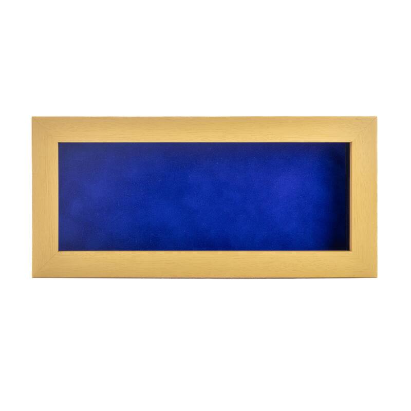 10x20 Shadow Box Frame Natural Wood | With a 3/4" Usable Display Depth | Includes a Royal Blue Real Suede Texture Acid-Free
