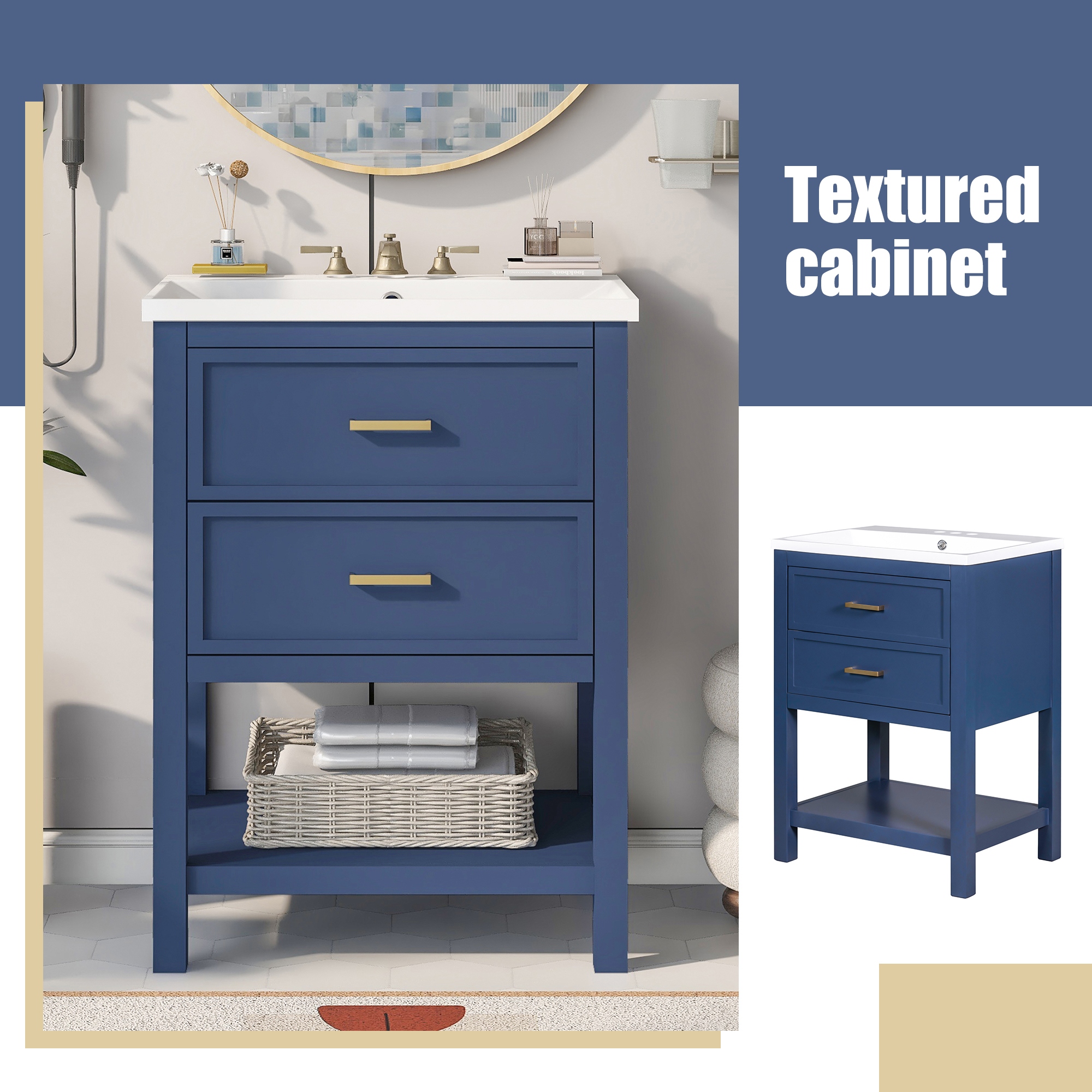 24 inch blue shop vanity