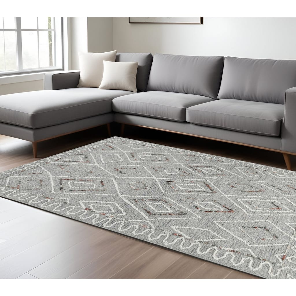 HomeRoots Geometric Lodge Rectangle Area Rug