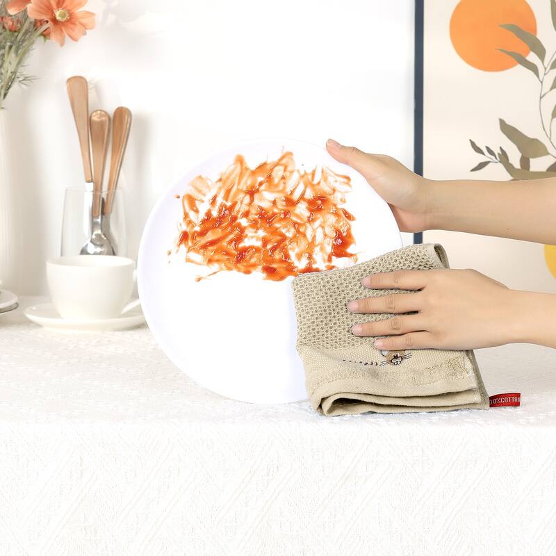 Cotton Cleaning Cloth, 6 Pack Cleaning Rag Solid Kitchen Towels for Dish Drying Washing Lint Free Rags