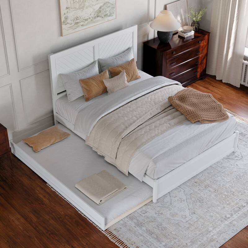 Clayton Platform Bed with Panel Footboard and Twin XL Trundle