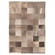 preview thumbnail 1 of 7, ECARPETGALLERY Handmade Cowhide Patchwork Grey Leather Rug - 4'1 x 6'1 Grey - 4'1 x 6'1