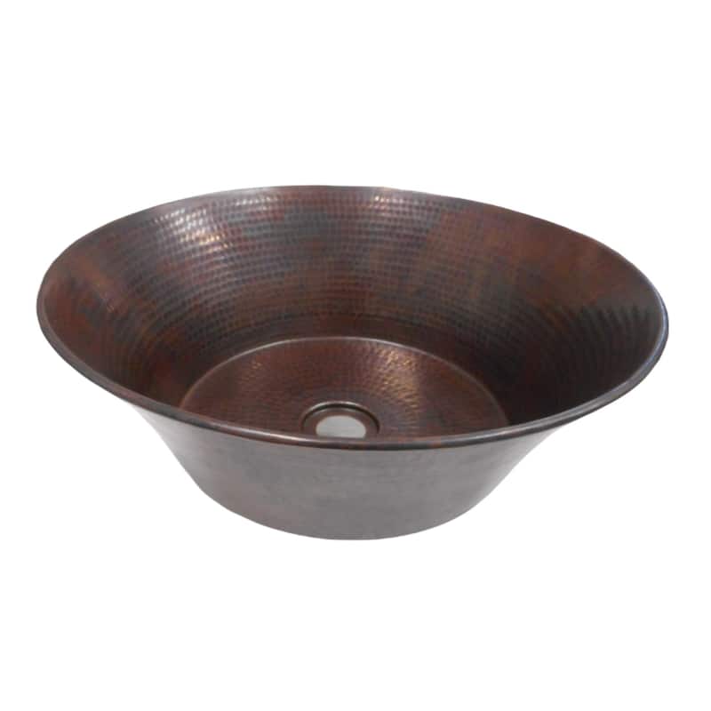 15" Round Flat Bottom Copper Bathroom Sink by SimplyCopper - 15" x 15" x 5.5"