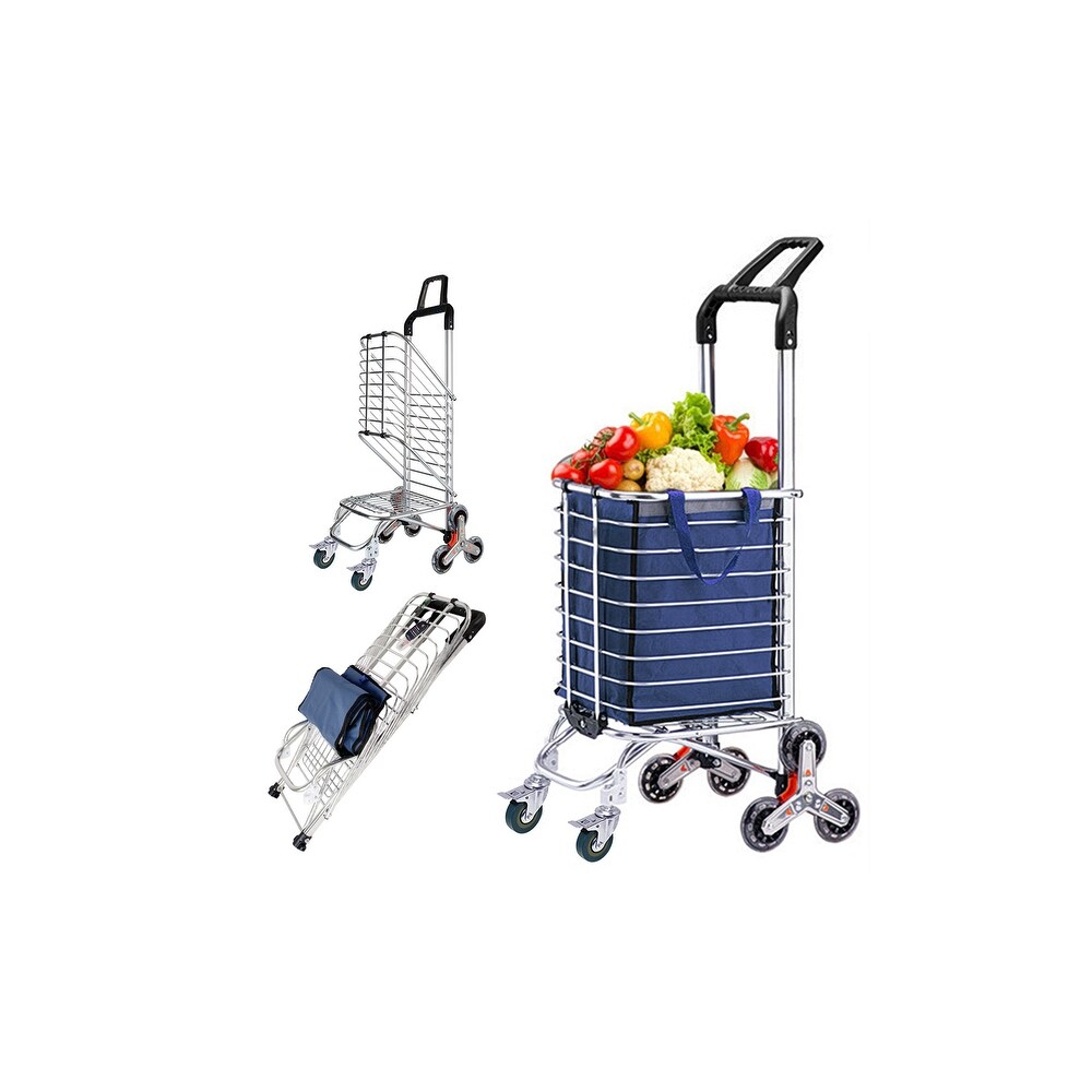 Portable Stair Climbing Cart With 8 Wheels Heavy Duty Double Handle Rolling Grocery Laundry Utility Shopping Cart Talkingbread Co Il