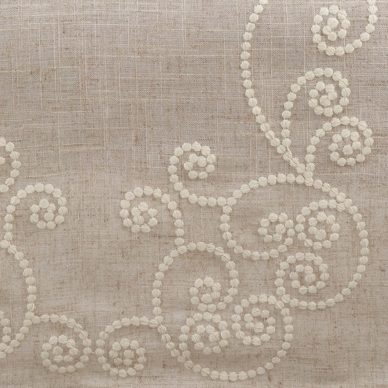 Embroidered Swirl Design Natural Linen Blend Napkin - Set of 4