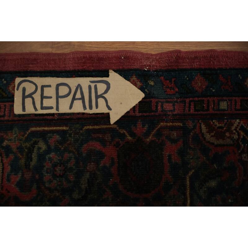 Hand Knotted Oriental 100% Wool Carpet Traditional Floral Pink Mahal Area Rug - 10' 11'' X 8' 9''