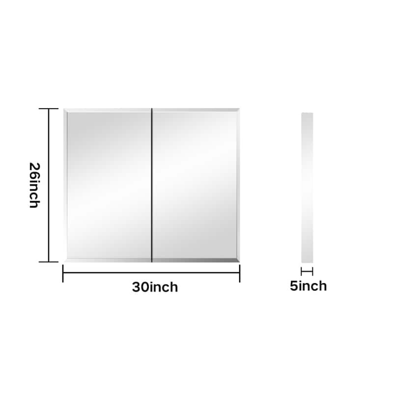 30x26 inch Double Door Mirror Medicine Surface Mount/ Recess