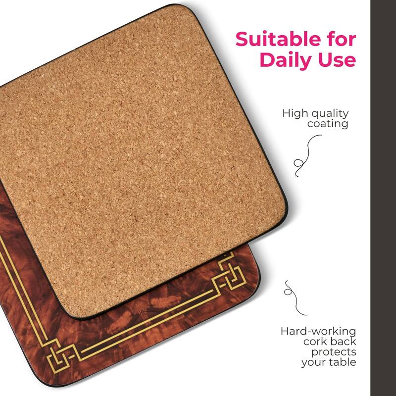 Pimpernel Set of 6 Walnut Burlap Coasters - 4 Inches Sq.