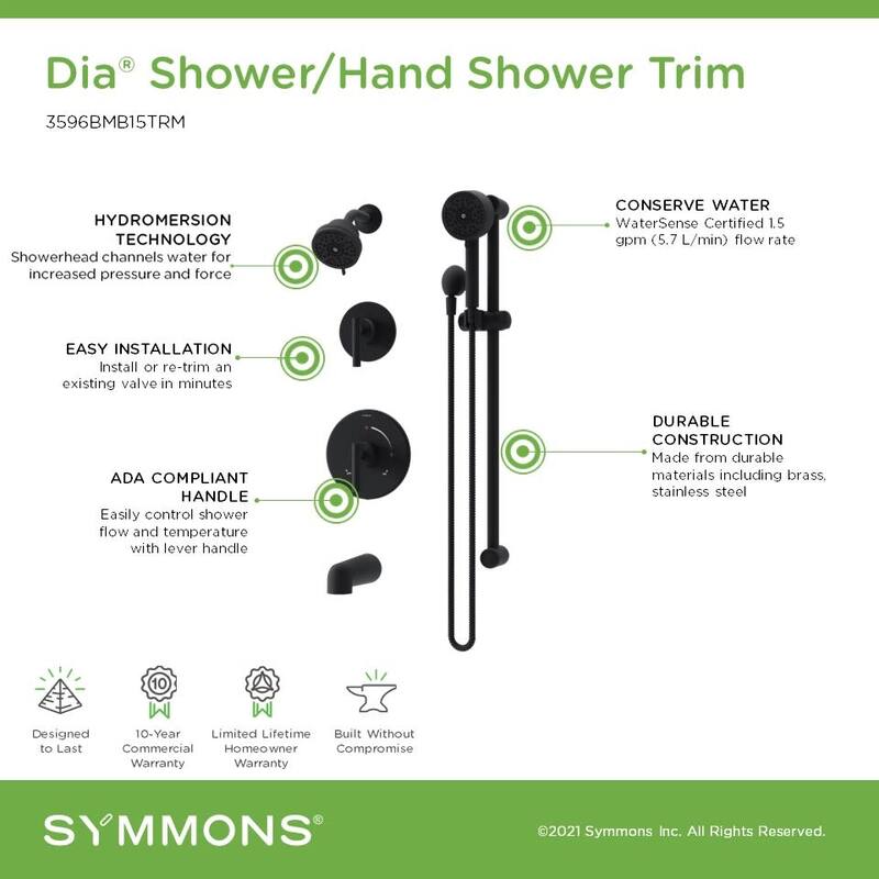 Symmons 3596B15TRM Dia HydroMersion Pressure Balanced Tub and Shower
