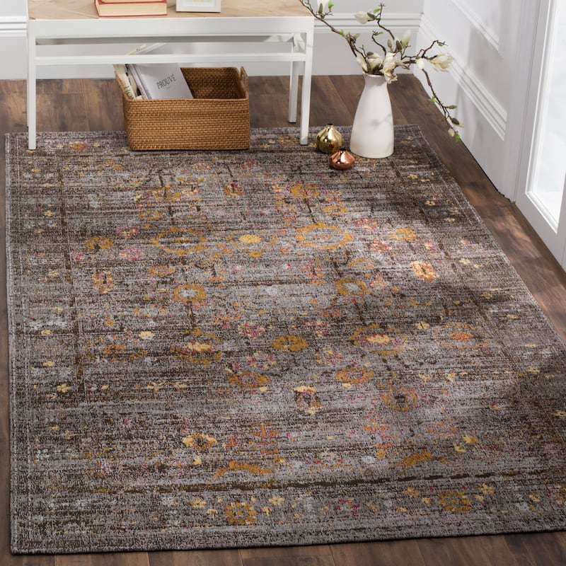 SAFAVIEH Classic Vintage Boho Dora Distressed Oriental Cotton Rug - 5' x 8' - Grey/Gold