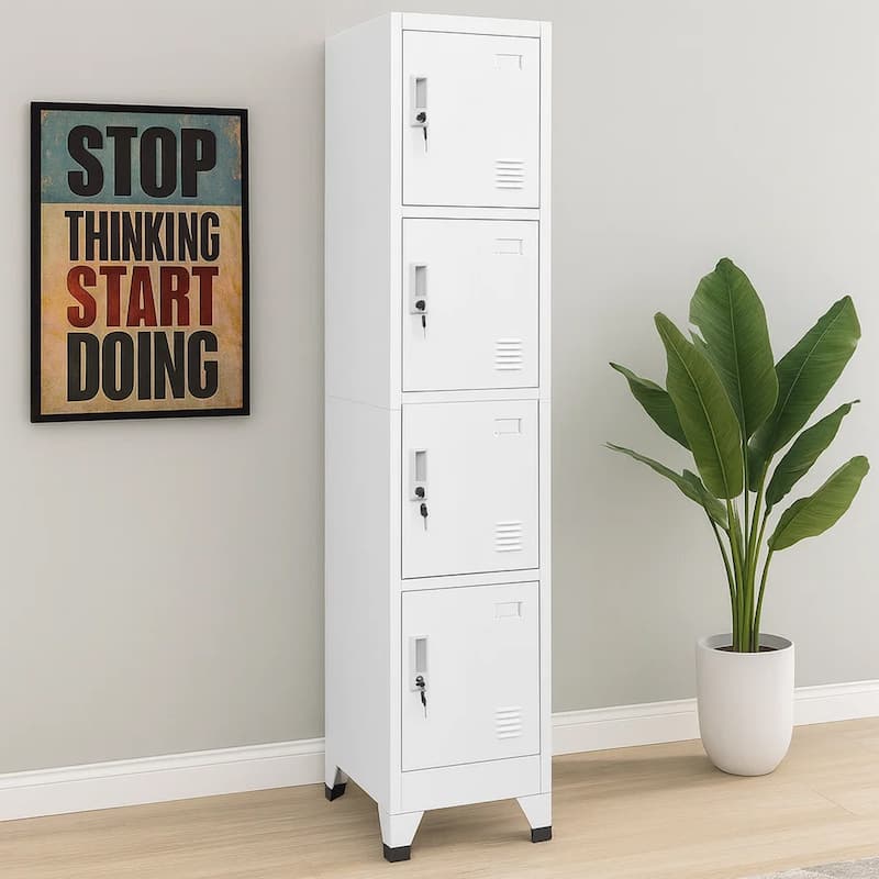 Sonia Rectangle Locker Cabinet, 4 Doors, Industrial Design, Gray Steel