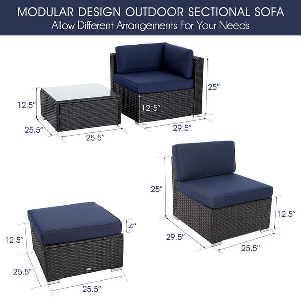 MakeYourDay 5/6-Seater Rattan Sectional Sofa Set with 2 Kinds of Gas ...