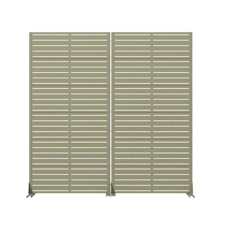 Outdoor Privacy Screen with Stand for Patio Garden Metal Fence Set of 2