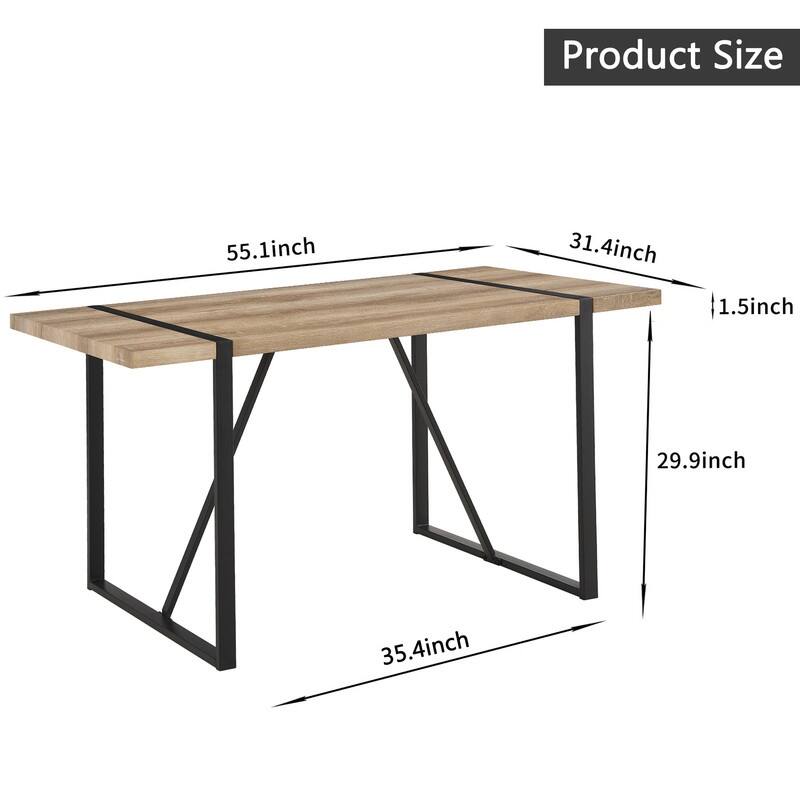 Mid-Century Modern 5 Piece Dining Table Set,Solid Wood Table with 4 Upholstered Dining Chairs