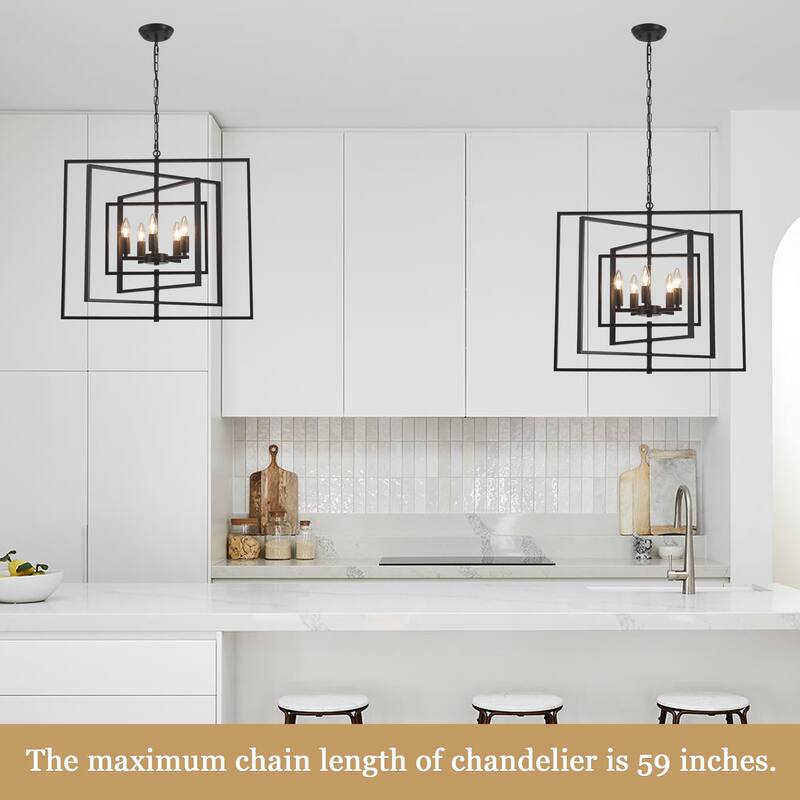 25.59inch 5 Lights Modern Chandelier with 4 Metal Frames 360 Degree Adjustable for Different Rooms