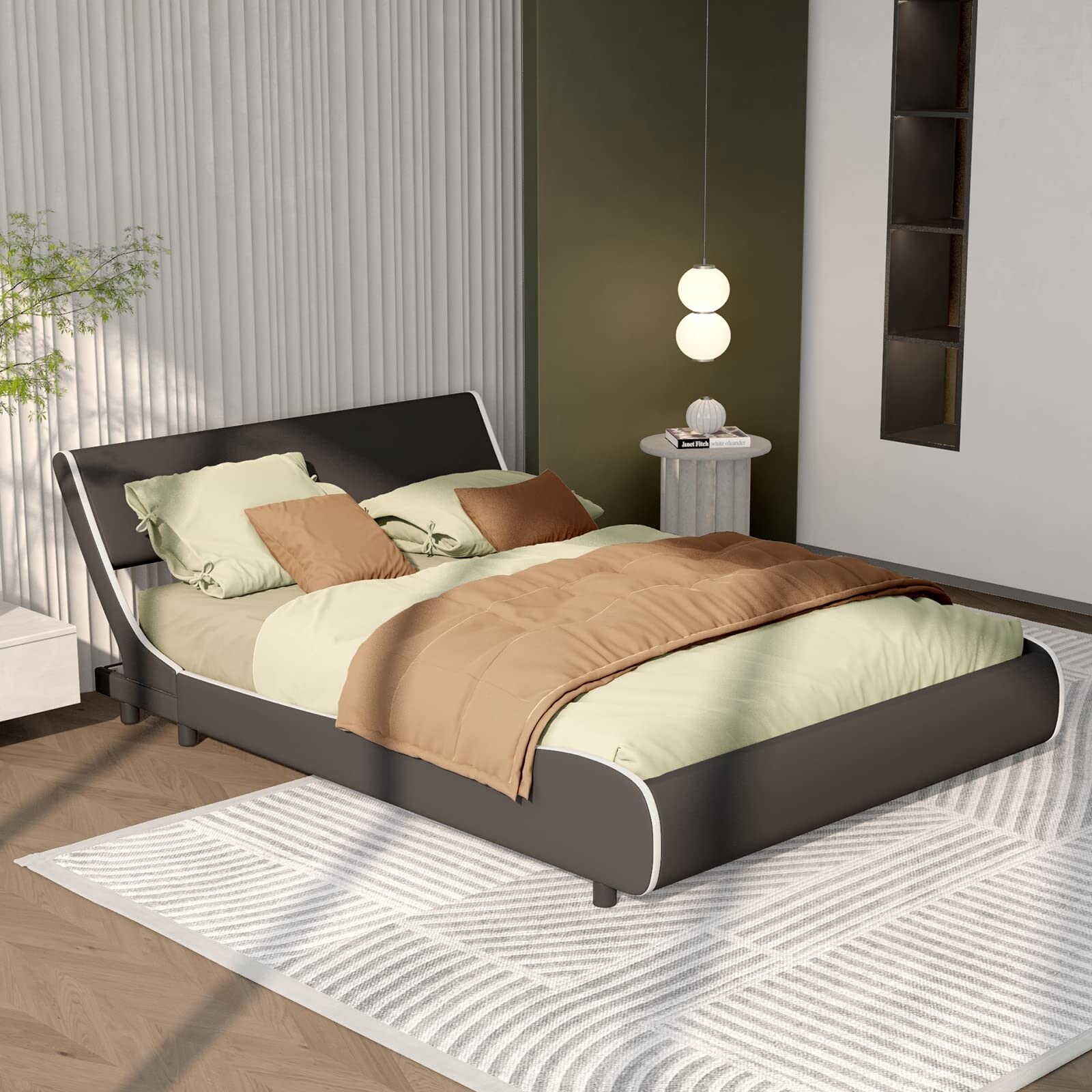Low profile full bed on sale frame with headboard