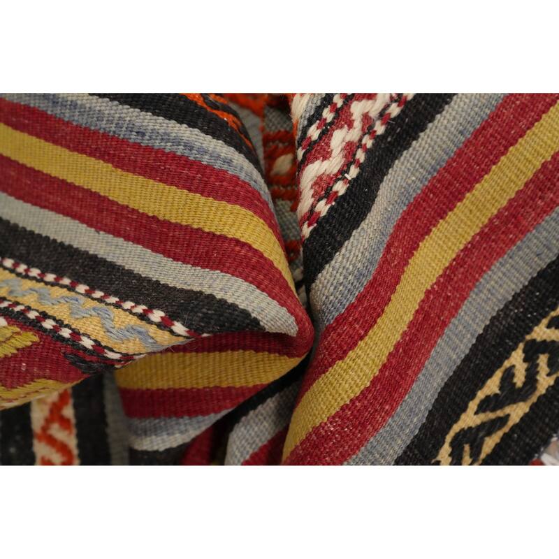 Hand Woven Oriental 100% Wool Carpet Southwestern Tribal Multi-Colored Kilim Area Rug - 9' 8'' X 4' 11''