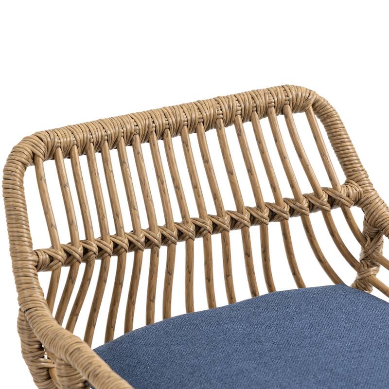 360° Swivel Bar Stools Set of 2, Adjustable Counter Height Chairs with Footrest, Rattan Bar Chairs with Cushions