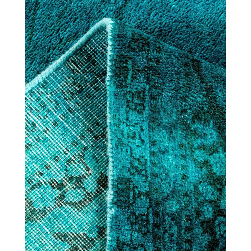 Overton Hand Knotted Wool Vintage Inspired Modern Contemporary Overdyed Blue Area Rug - 3' 1" x 5' 3"