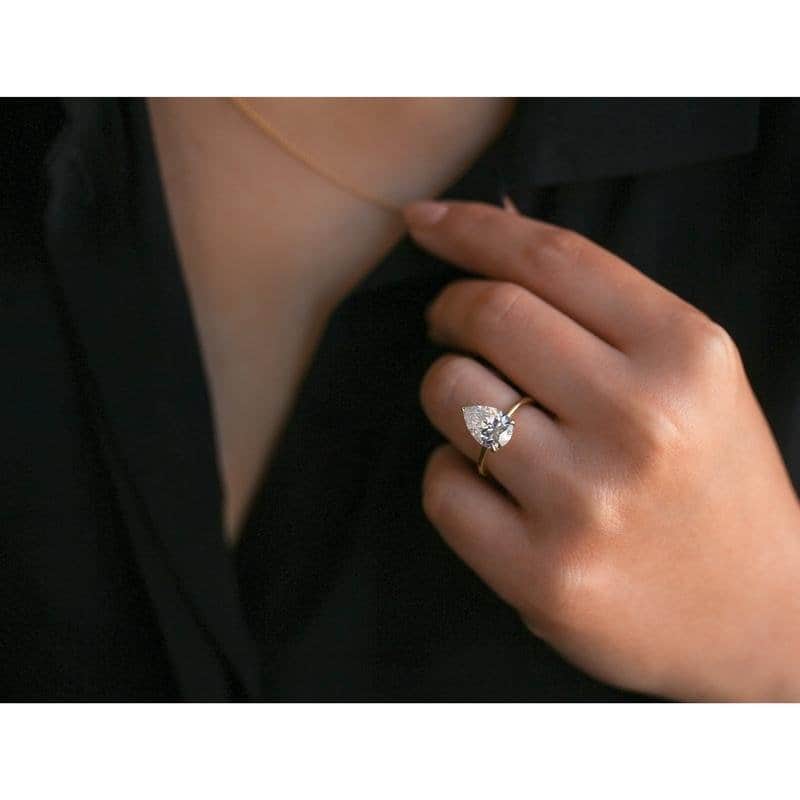 Kobelli Signature Collection 3.60 Carat Moissanite & Diamond 14k Solid Gold Hidden Halo Plain Band Piper Ring