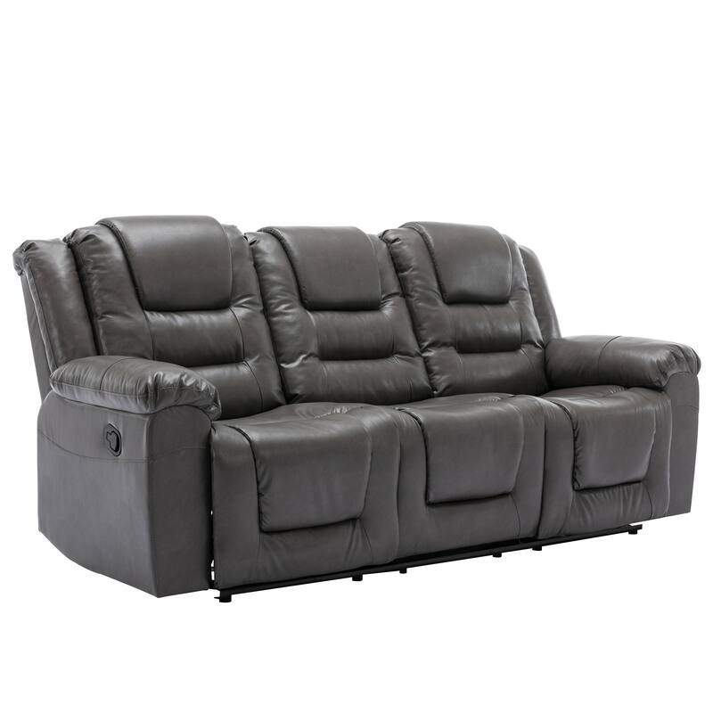 3 Seater Home Theater Recliner Manual Recliner Chair With Two Built-In Cup Holders