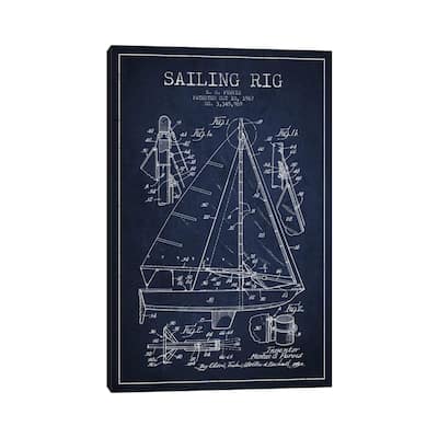 iCanvas "Sailboat Navy Blue Patent Blueprint" by Aged Pixel Canvas Print