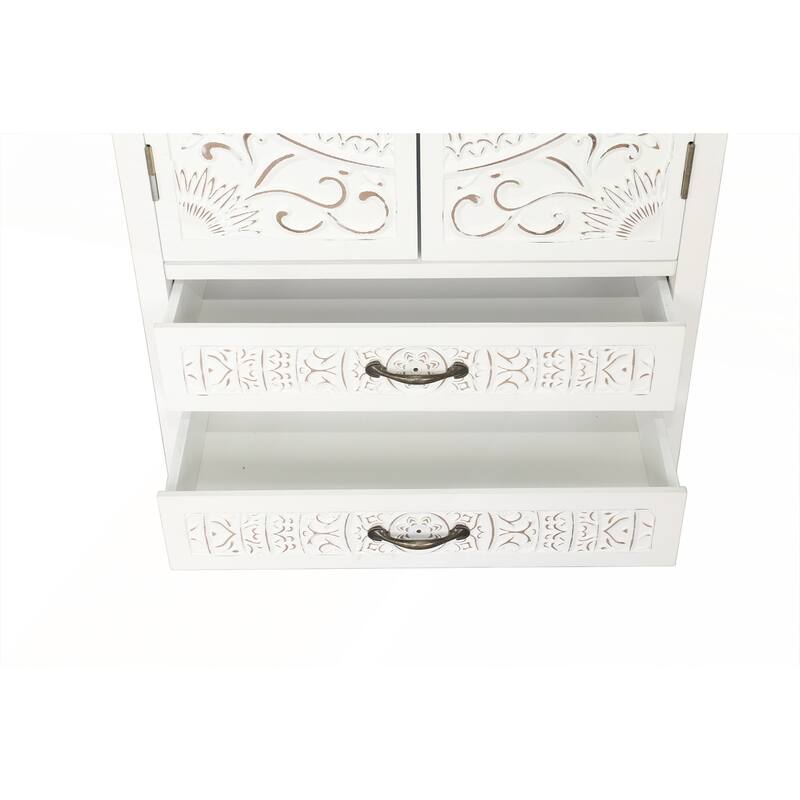 27in Accent Tall Tower White Storage Cabinet