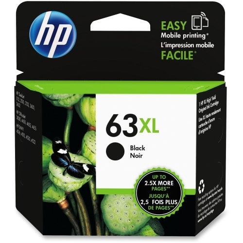HP 63XL Black Ink Cartridge, High-Yield F6U64AN