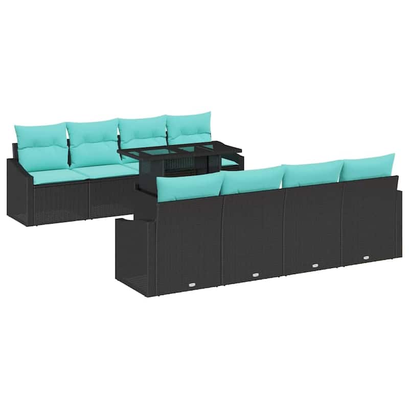 vidaXL 9 Piece Garden Sofa Set with Cushions - 91.7×24.4×27.2