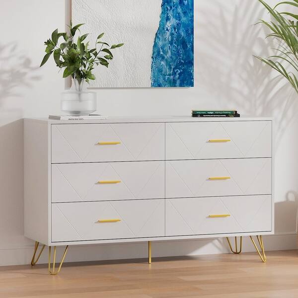 white and gold double dresser Natart Palo Double Dresser 56