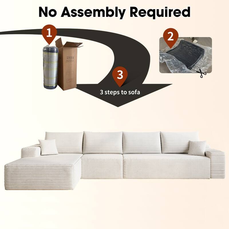 Sofa 135-in Casual White 4 -seater Left Sectional - 8' x 10'