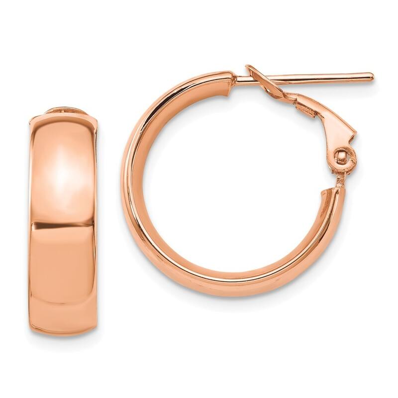 Curata 14k Yellow, White or Rose Gold High Polished 20x6mm Omega Back Hoop Earrings