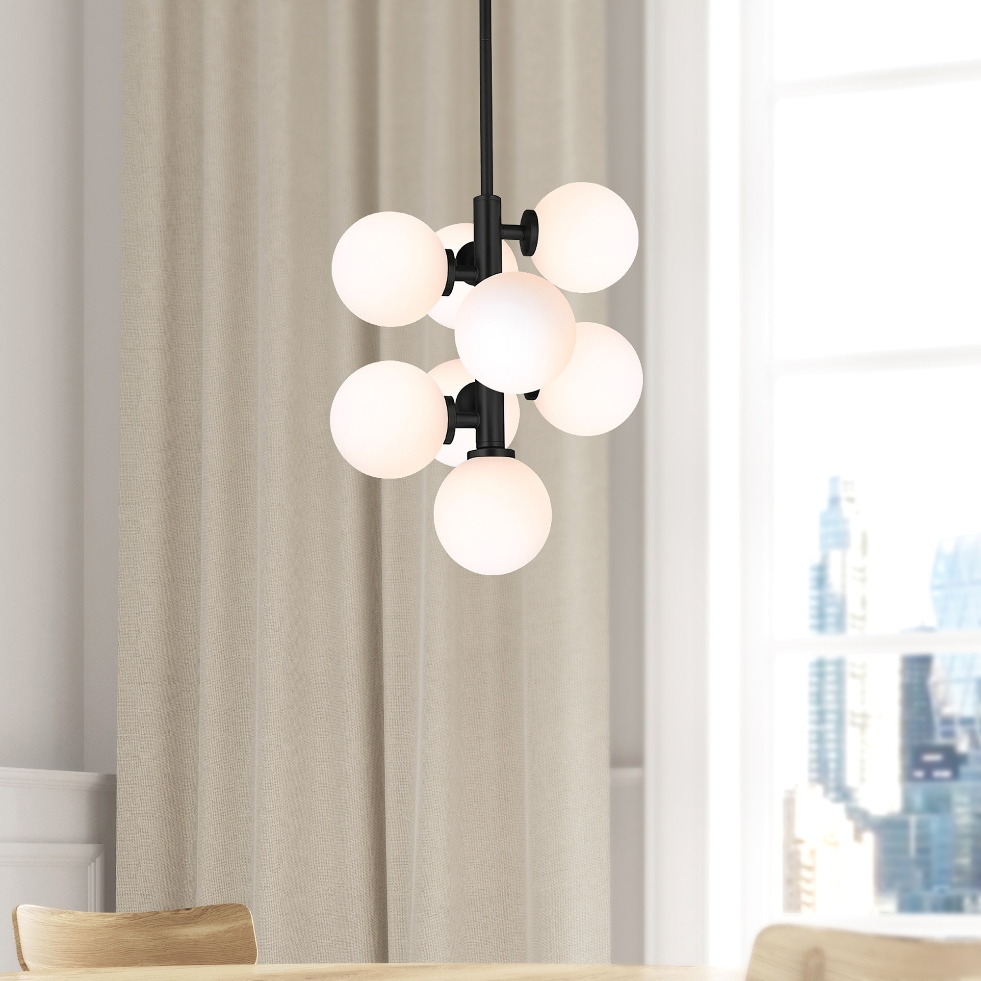 CWI Lighting Arya 8 Light Black Pendant
