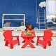 preview thumbnail 1 of 6, Plastic Children Kids Table & Chair Set 3-Piece Play Furniture Red