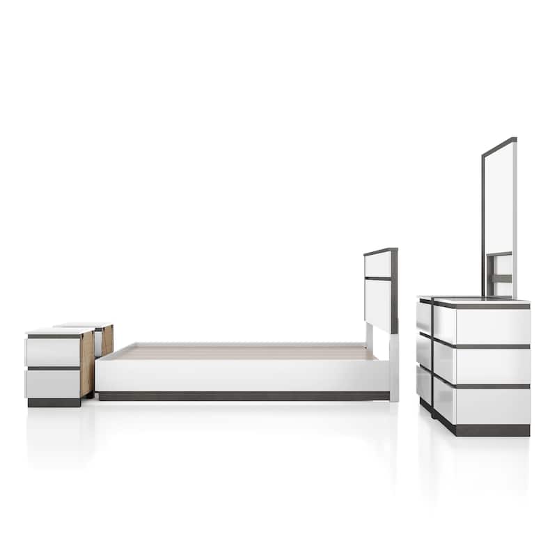 Conjira Modern White Wood 5-Piece Platform Bedroom Set (USB) by Furniture of America