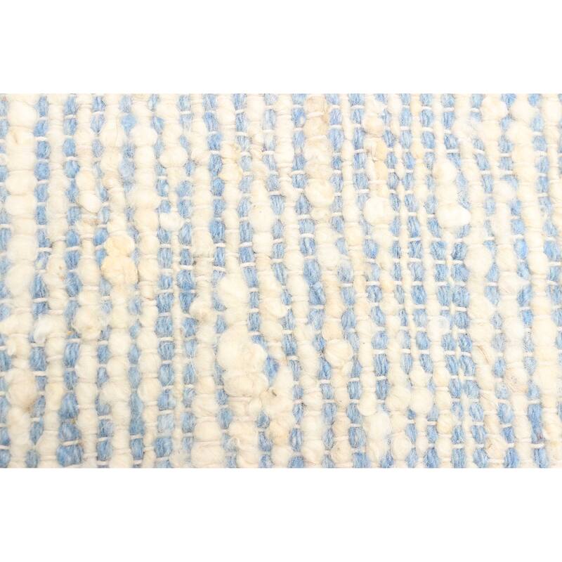 ECARPETGALLERY Braid weave Sienna Light Blue Wool Rug - 5'1 x 8'1